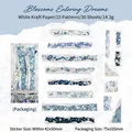 Blossoms Entering Dreams vintage floral stickers in blue and white kraft paper - Dreams of Flowers