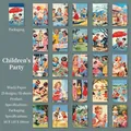 Vintage αυτοκόλλητα washi Children's Party, 50 φύλλα με ρετρό αμερικανικές εικονογραφήσεις - Παιδικό πάρτι