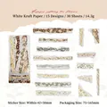 Vintage floral scrapbooking stickers set with 30 pieces of white kraft paper decals - Flower Whispers