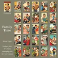 Σετ με 50 αυτοκόλλητα washi Vintage American Lifestyle για scrapbooking με 25 ρετρό σχέδια - Οικογενειακός Χρόνος
