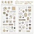 Set de pegatinas de flores vintage con ilustraciones botánicas en papel estucado - Sueño de Plantas de la Isla del Viento