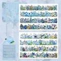 Blue vintage lace floral washi stickers 4-sheet pack for scrapbooking 14x21cm - Blue Dream