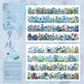 Adesivi vintage fiori blu in carta washi set da 4 fogli scrapbooking 14x21cm - Sogno Blu