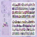 Set di 4 fogli di adesivi washi viola retrò con motivi floreali vintage in pizzo - Romanza Viola