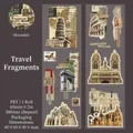 PET-Tape Reisefragmente mit Vintage-Briefmarken und Architektur für DIY-Scrapbooking - Reisefragmente