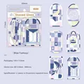 Blue Fantasy stained glass PET stickers for journaling with 12 pieces in each set - Blue Fantasy