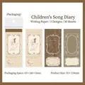 Vintage fairytale notepad set with three retro girls illustrations and 30 writing sheets - Nursery Rhyme Diary