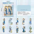 Aufkleber-Set mit japanischen Figuren in Blau und Weiß für Bullet Journal Deko - Wolkenblau