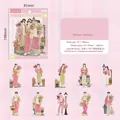 Japanese style velvet stickers set with elegant vintage characters and floral designs - Rose Velvet
