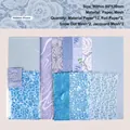 Kit de scrapbooking vintage bleu et violet avec dentelle, tulle et papier décoratif - Poème Caché