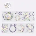 Purple and cream floral PET tape with vintage clock gears and months, 60mm x 2m size - Purple Mist Time Wheel