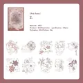 Pink flower PET stickers for scrapbooking with 10 vintage botanical designs 30 pieces - Pink Flower