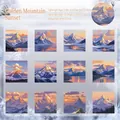 Papel decorativo tema montaña nevada de invierno 24 hojas para álbum de recortes - Colina de Oro Iluminada por el Sol