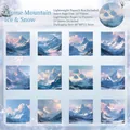 Set de 24 papeles de scrapbooking de invierno con ilustraciones de montañas nevadas - Hielo y Nieve Alpina