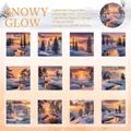 Kit de papel para álbum de recortes de nieve invernal con 12 diseños y 24 hojas cuadradas - Color de Nieve al Atardecer