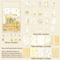 Vintage sunflower scrapbook sticker set with 80 pieces of warm yellow floral collage papers - Sunny Sunflower