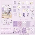 Vintage scrapbooking kit Purple Mist series with 80 pieces of floral paper and stickers - Vintage Purple Smoke