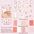 Vintage floral scrapbooking kit with red flowers, butterflies and bird stationery set - Red Letter Sentiment
