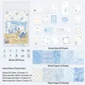 Light blue floral vintage scrapbook stationery kit with stickers and memo pads - Azure Morning Dew