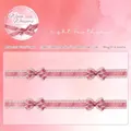 Pink lace bow washi tape for journaling DIY with vintage ribbon pattern 1.8cm wide - Light Feathers