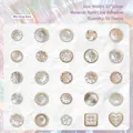 Pegatinas vintage estilo botones de nácar con borde dorado, pack de 50 piezas - Rocío de la Mañana / 50 Hojas