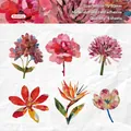 Set mit 6 Vintage Natur Collagen Aufklebern mit floralen Zeitungs Kunstdrucken - Rubbing