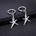 Titanium steel starfish earrings with white pearls and small zircon for men and women - Pearl Starfish Style (X1144-A) / Silver Starfish (Pair)