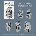 Autocollants PET vintage fleurs noir et blanc pour scrapbooking et décoration DIY - Fleurs sur Écrit