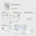 Lazy Sea Breeze Schreibwaren-Set mit 50 blau-weißen PET-Aufklebern und Papierbögen - Lässige Meeresbrise