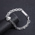 Bracelet cœur en acier inoxydable argenté double couche avec chaîne gourmette et pendentif - Style de Cœur (S1010-A)