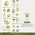 Matcha Party theme washi tape with watercolor desserts and green tea illustrations - Matcha Party