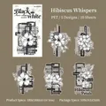 Autocollants fleurs d'hibiscus en PET noir et blanc pour décoration scrapbooking DIY - Chuchotements d'Hibiscus
