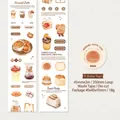 Washi Tape mit Karamell-Latte und Toast-Motiven, 45mm x 2m gestanzte Bastelaufkleber - Sahne-Toast