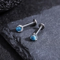 Punk dragon claw stud earrings with blue zircon in polished stainless steel for women - Light Blue (Single)