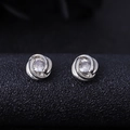 Zilveren Mobius magnetische oorbellen voor dames en heren met sprankelende zirkonia - Paar witte klaver (Magnetisch)