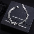 Bracelet double couche argenté avec pendentif croix pour homme et femme sur boîte cadeau - Style Bracelet Double Couche Croix (S991-A)