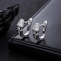 Zilveren geometrische U-vormige creolen voor dames en heren met pavé gezette zirkonia - Zilver (X1205-B) / Zilver
