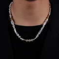 Minimalist silver beaded necklace with black hematite and gold accents for men and women - Hematite Necklace 45cm (L1127-A)