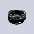 Mehrlagiges Herren-Lederarmband in Schwarz mit Silberakzenten und Magnetverschluss - 17cm / Schwarz (Kronen-Anhänger)
