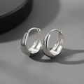 Boucles d'oreilles créoles épaisses en argent poli avec fermoir minimaliste pour tous - Style Poli Argent