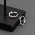 Boucles d'oreilles créoles épines en argent sterling S925 style punk unisexe - Argent