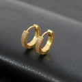 Boucles d'oreilles créoles en argent 925 doré avec trois rangées de zircons blancs - Doré