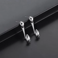 Minimalist silver water drop stud earrings with polished finish and sleek design - Teardrop Shape (X058)