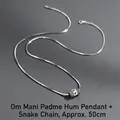 Silver Mantra cylinder pendant on a 50cm snake chain for men with retro design - 50cm (L056-A)
