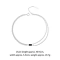 Collier chaîne Cuban argentée avec un pendentif rectangulaire noir élégant - Style Sans Pendentif