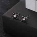 Pendientes de cruz para hombre en plata S925 con cristales negros incrustados - Cruz Negra Zirconia (X203-B)