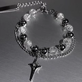 Pulsera de doble capa de acero inoxidable con cuentas efecto hielo y colgante de estrella - Estilo Estrella de Cuentas Craqueladas (S080-A)