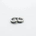 Detail of silver titanium steel earrings with black Greek meander pattern and clasp - Silver Meander Pattern (X227-A)