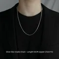 Sleek 55cm silver titanium steel square snake chain necklace for men and women - Square Snake Chain-55cm