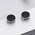 Magnet-Ohrclips für Herren mit Mäander-Muster und schwarzer runder Emaillierung - Mäander Magnetischer Ohrclip